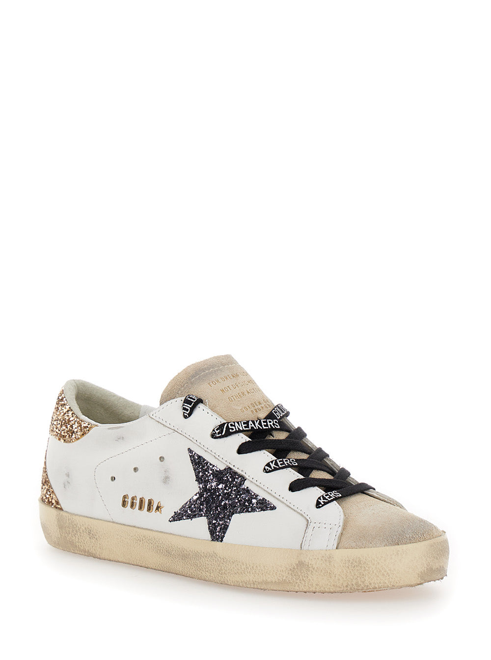 Golden Goose Women 'Superstar' White Low Sneakers With Glitter And Used Effect In Leather For Women GOLDEN GOOSE