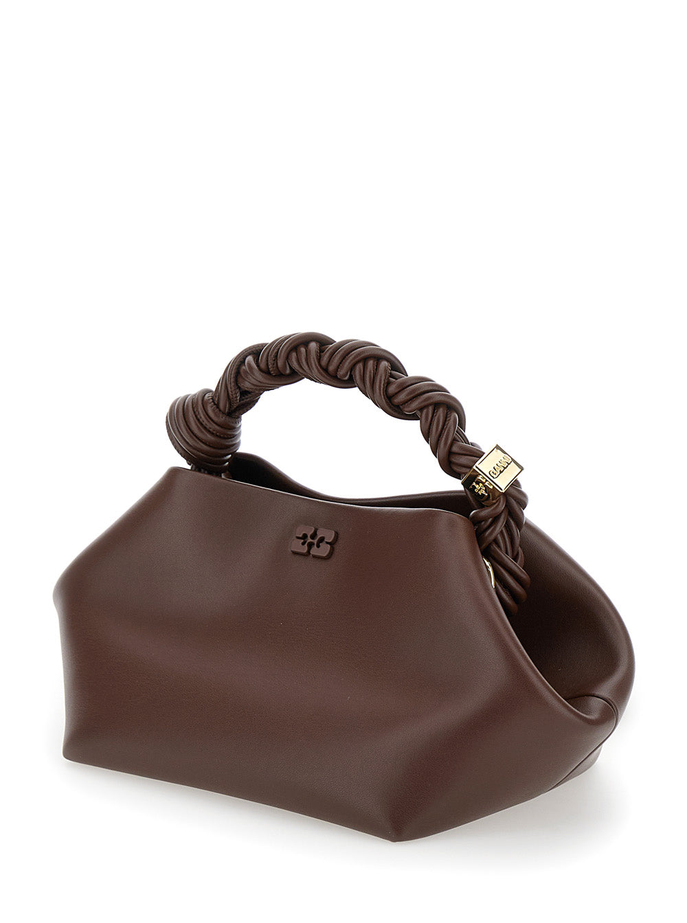 Ganni Women 'Small Ganni Bou' Brown Handbag With Butterfly Logo And Hand-Braided Strands In Leather Woman GANNI