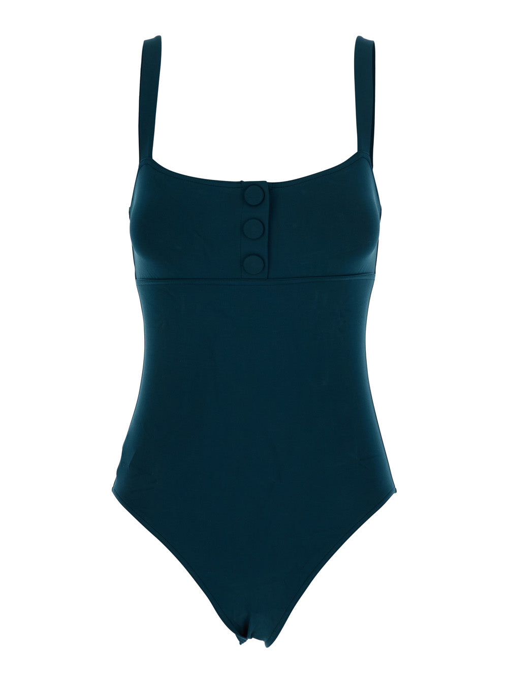 Eres Women "Dahabiya" Blue One-Piece Swimsuit With Thin Straps And Neckline In Tech Fabric For Women ERES