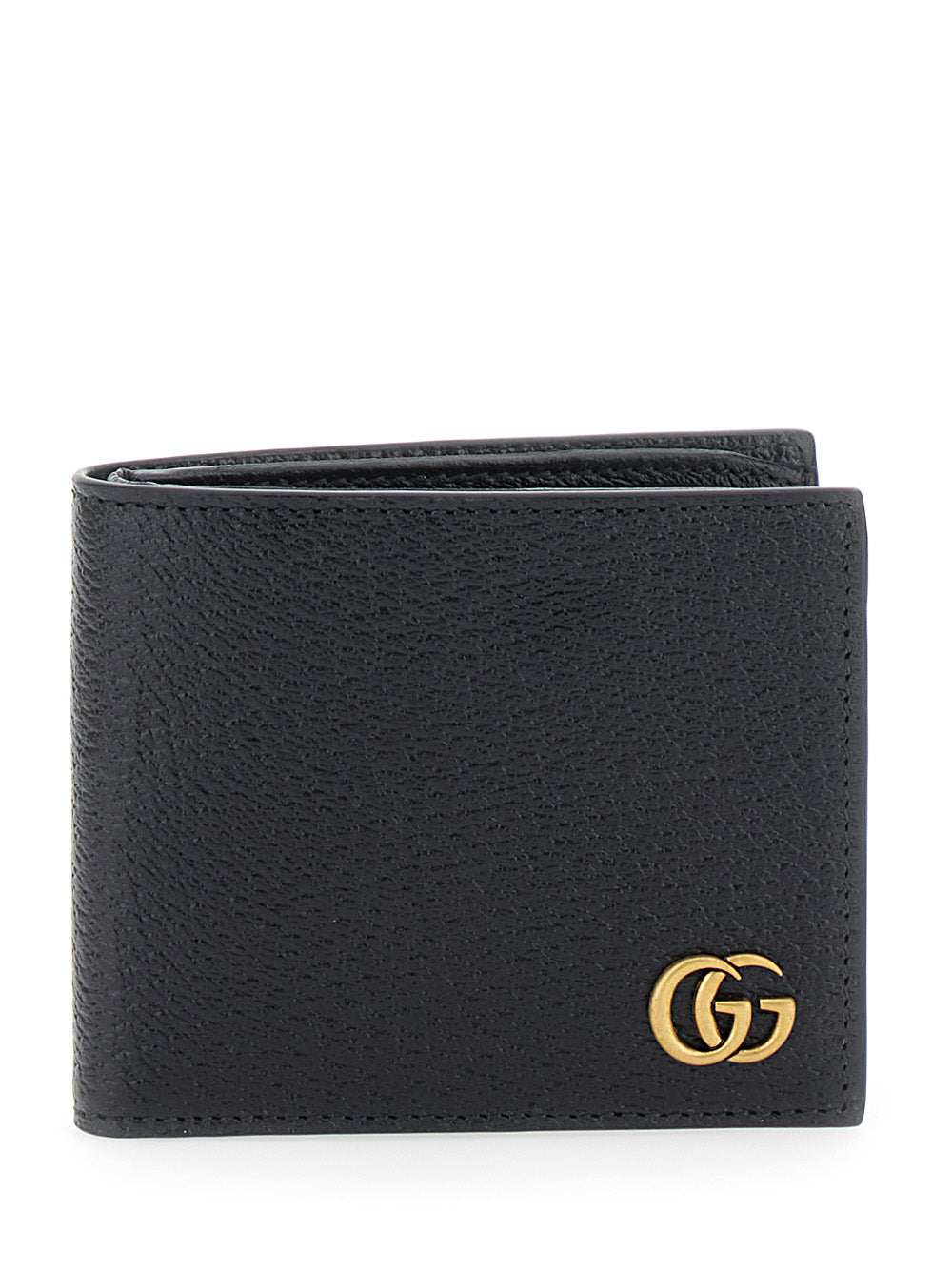 Gucci Men Bi-Fold Wallet With 'Gg Marmont' Logo In Grained Black Leather For Men GUCCI