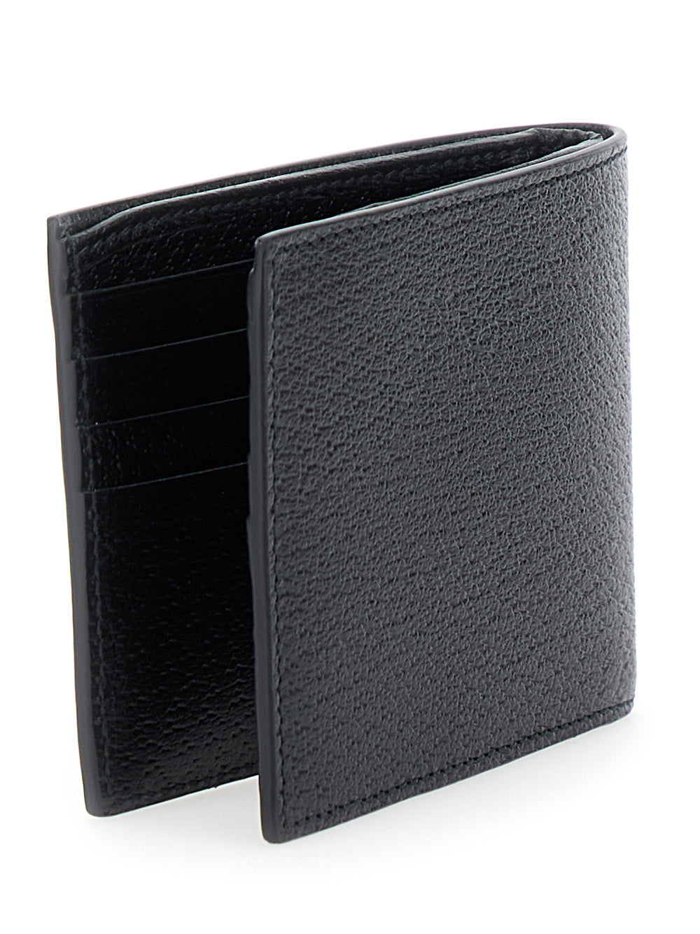 Gucci Men Bi-Fold Wallet With 'Gg Marmont' Logo In Grained Black Leather For Men GUCCI