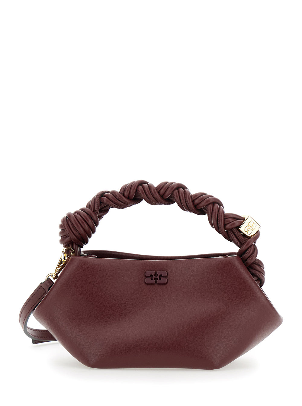 Ganni Women 'Bou' Bordeaux Mini Handbag With Braided Handle And Removable Shoulder Strap In Leather Woman GANNI