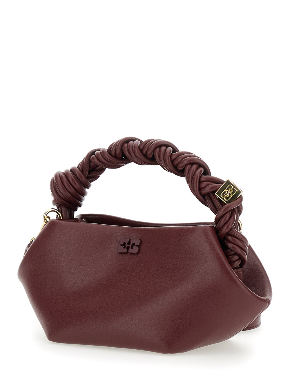 Ganni Women 'Bou' Bordeaux Mini Handbag With Braided Handle And Removable Shoulder Strap In Leather Woman GANNI