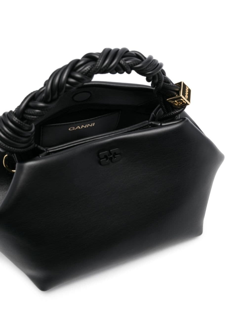 Ganni Women Handbag 'Ganni Bou' With Butterfly Logo And Black Leather Woven Handle For Women GANNI