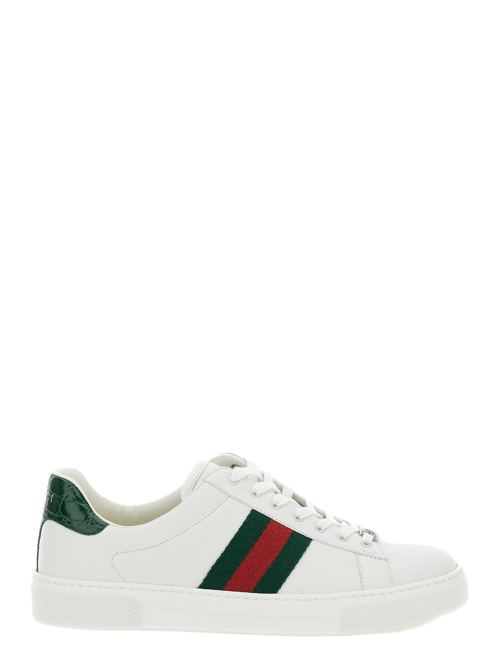 Gucci Women Low-Top Sneakers 'Ace' With Web Detail In White Leather For Women GUCCI