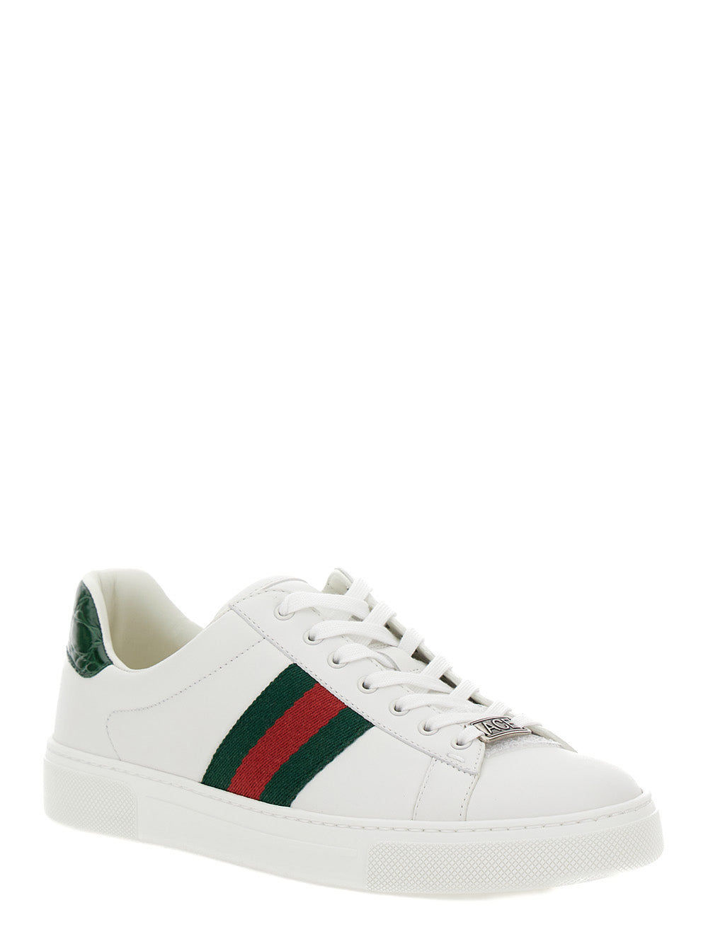 Gucci Women Low-Top Sneakers 'Ace' With Web Detail In White Leather For Women GUCCI