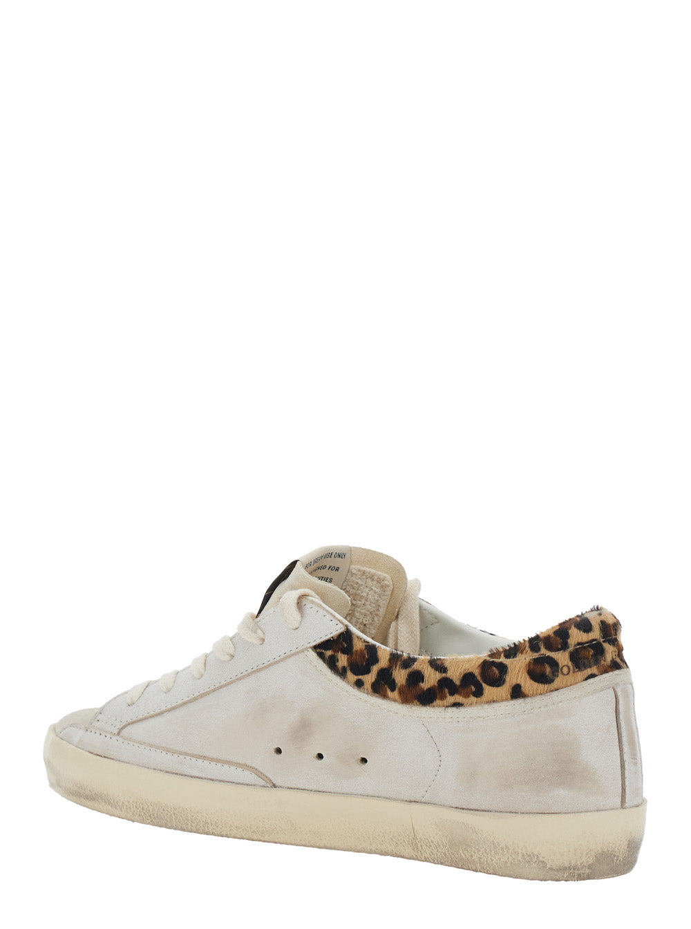 Golden Goose Women Sneaker 'Super Star' Low Top With Star Patch On The Side And Animal Print On The Back In White Leather For Women