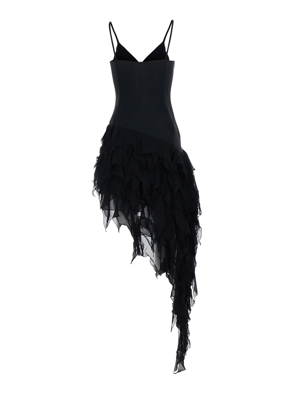 Blumarine Women Long Asymmetric Dress Black Dress With Asymmetric V-Neck In Polyester For Women BLUMARINE