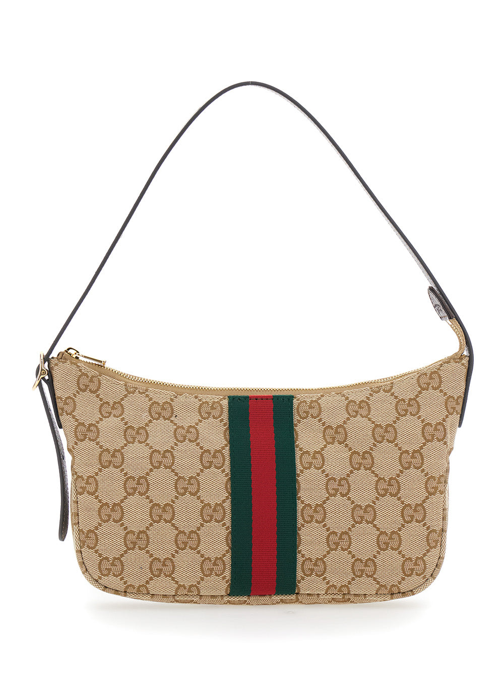 Gucci Men Tote Bag 'Lunetta' With Web Detail On The Front And Top Handle In Gg Canvas Beige Men GUCCI