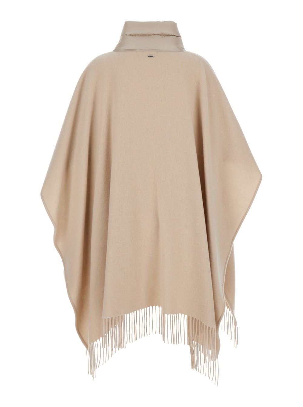 Herno Women Poncho With High Collar And Two Pockets In Wool And Nylon Beige Women HERNO