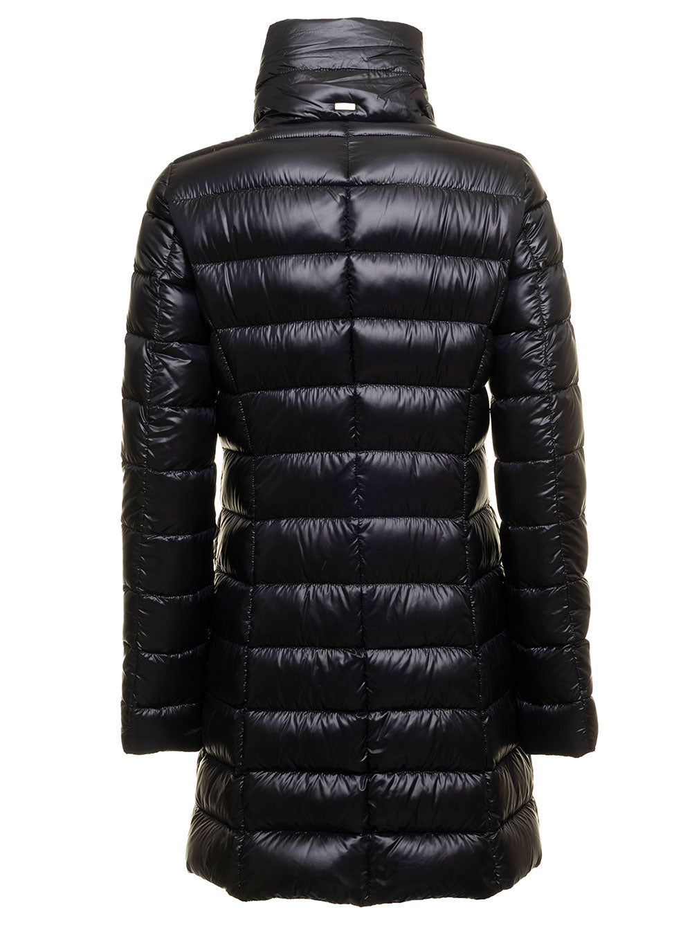 Herno Women Long Down Jacket With High Collar And Long Sleeves In Tech Fabric Black Woman