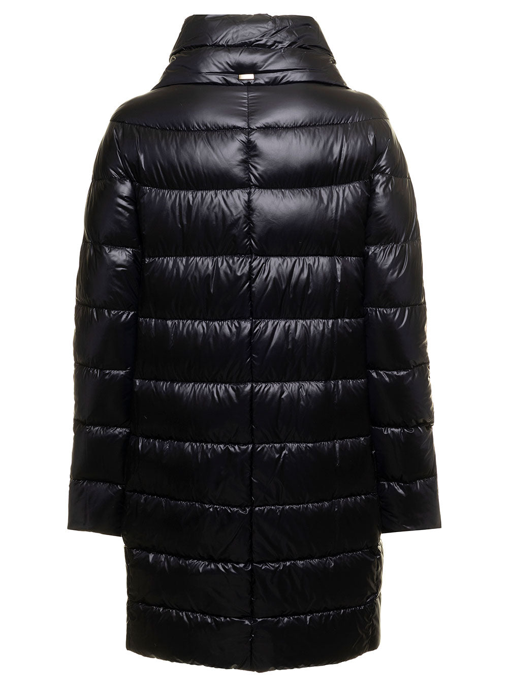 Herno Women Long Down Jacket With High Collar In Black Tech Fabric For Women