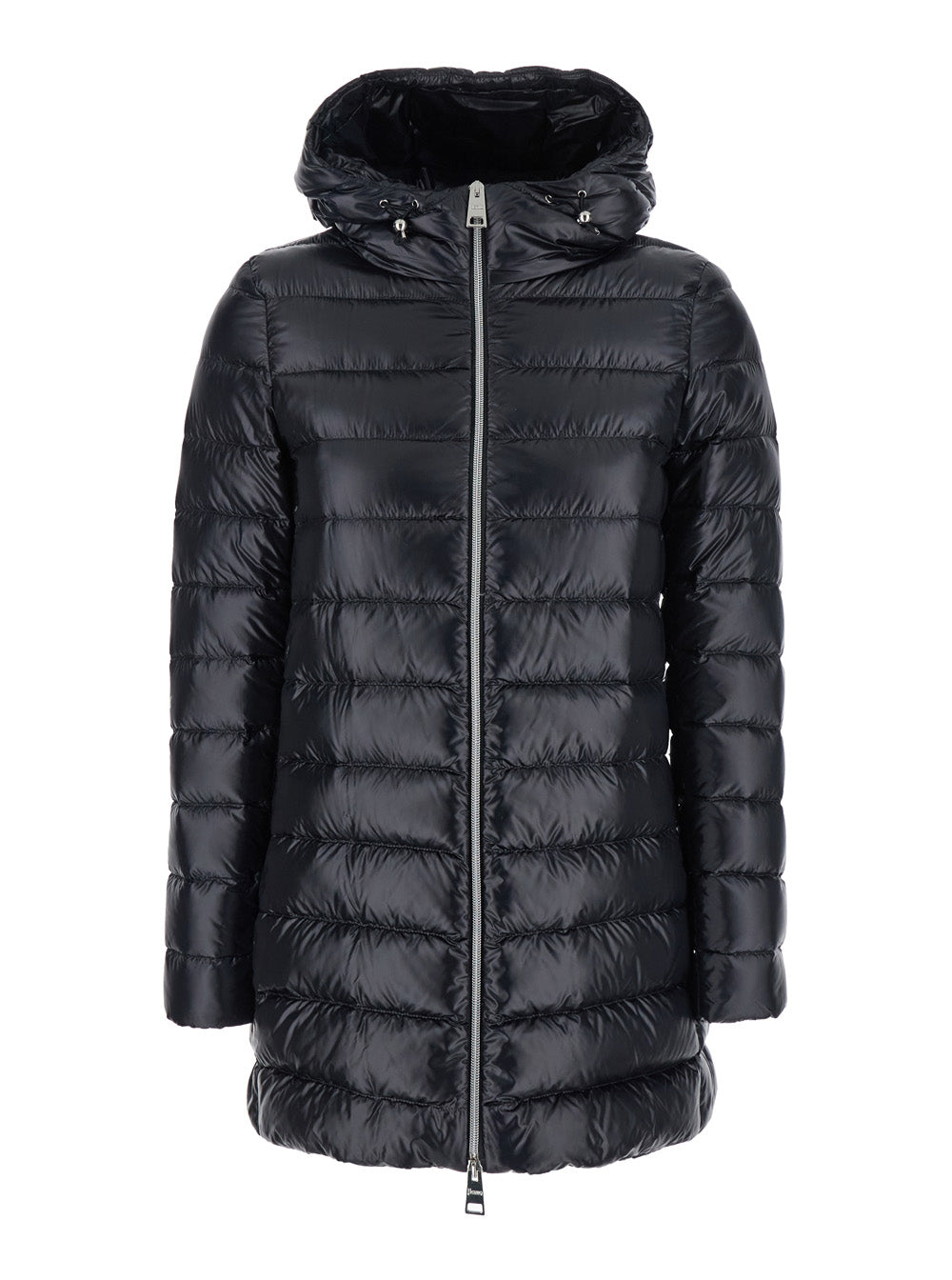Herno Women Down Jacket With Fixed Hood And Zip Pockets In Black Tech Fabric For Women HERNO