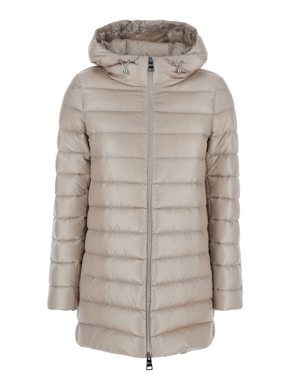 Herno Women Down Jacket With Hood And Drawstring In Tech Fabric Beige Women HERNO