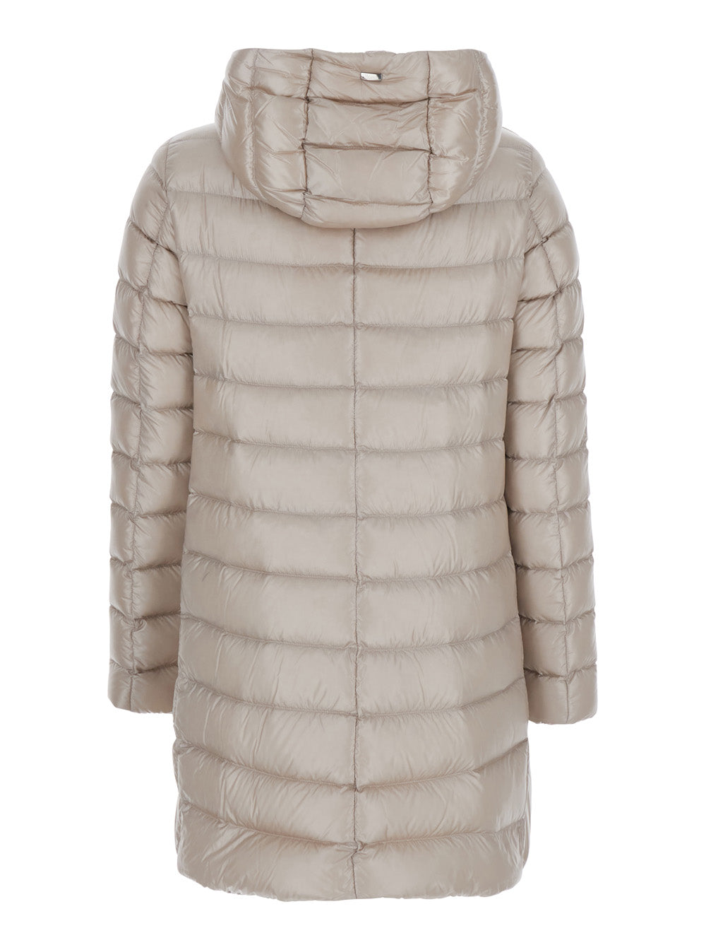 Herno Women Down Jacket With Hood And Drawstring In Tech Fabric Beige Women HERNO
