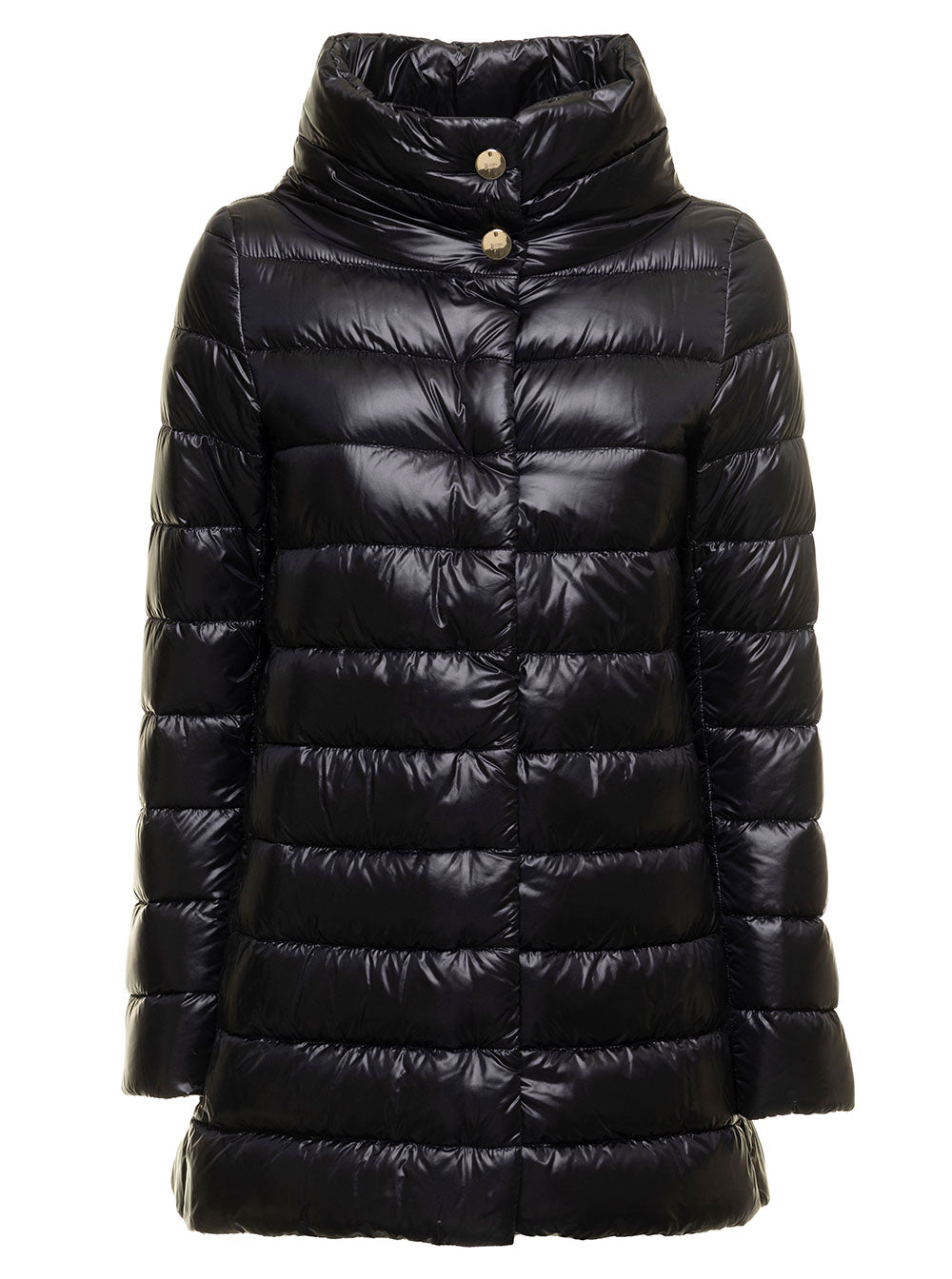 Herno Women Down Jacket Amelia With High Collar In Black Tech Fabric Women