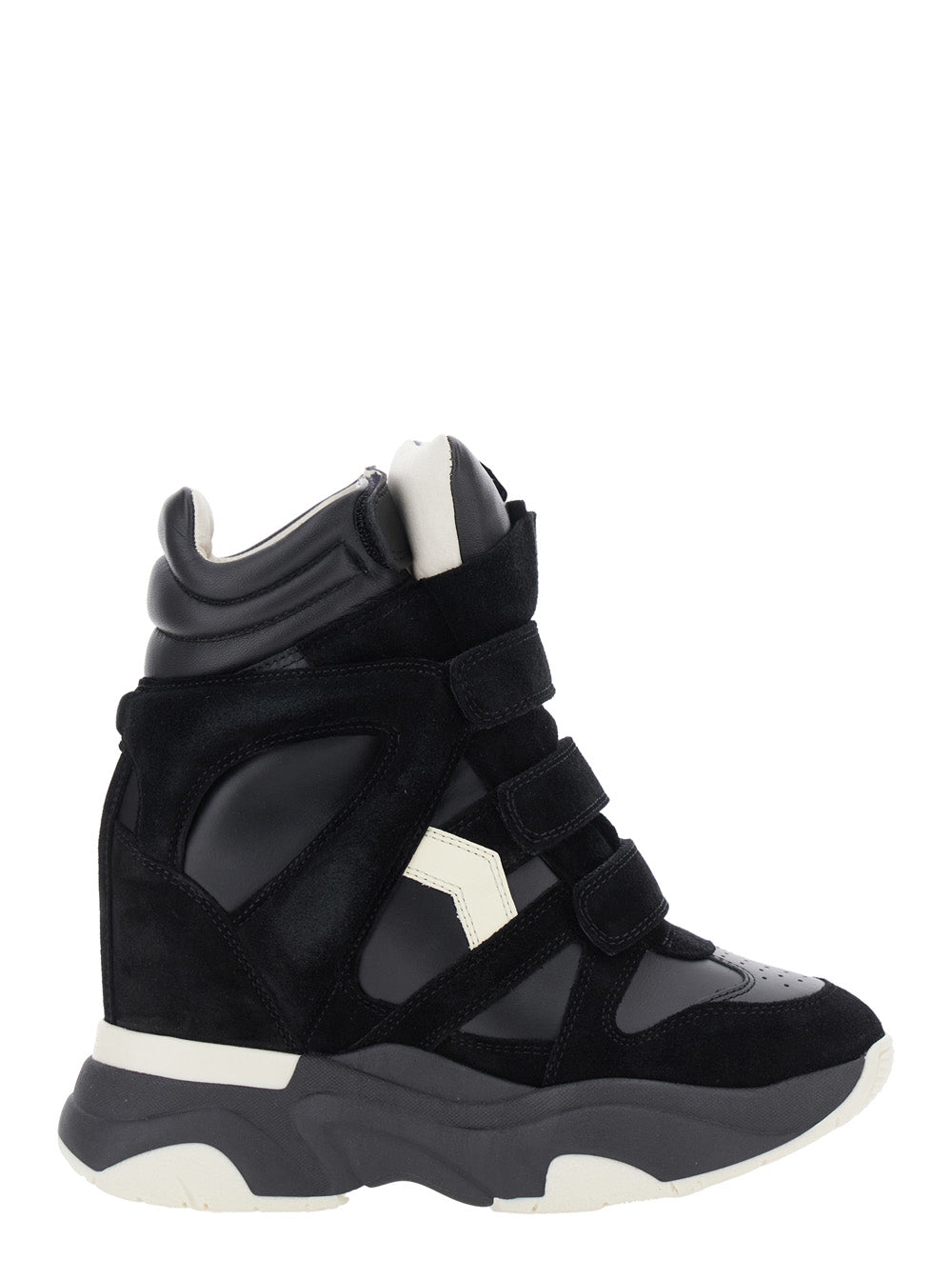 Isabel Marant Women Sneaker 'Balskee' With Logo Patch On The Tongue And High Wedge Heel In Black Leather For Women