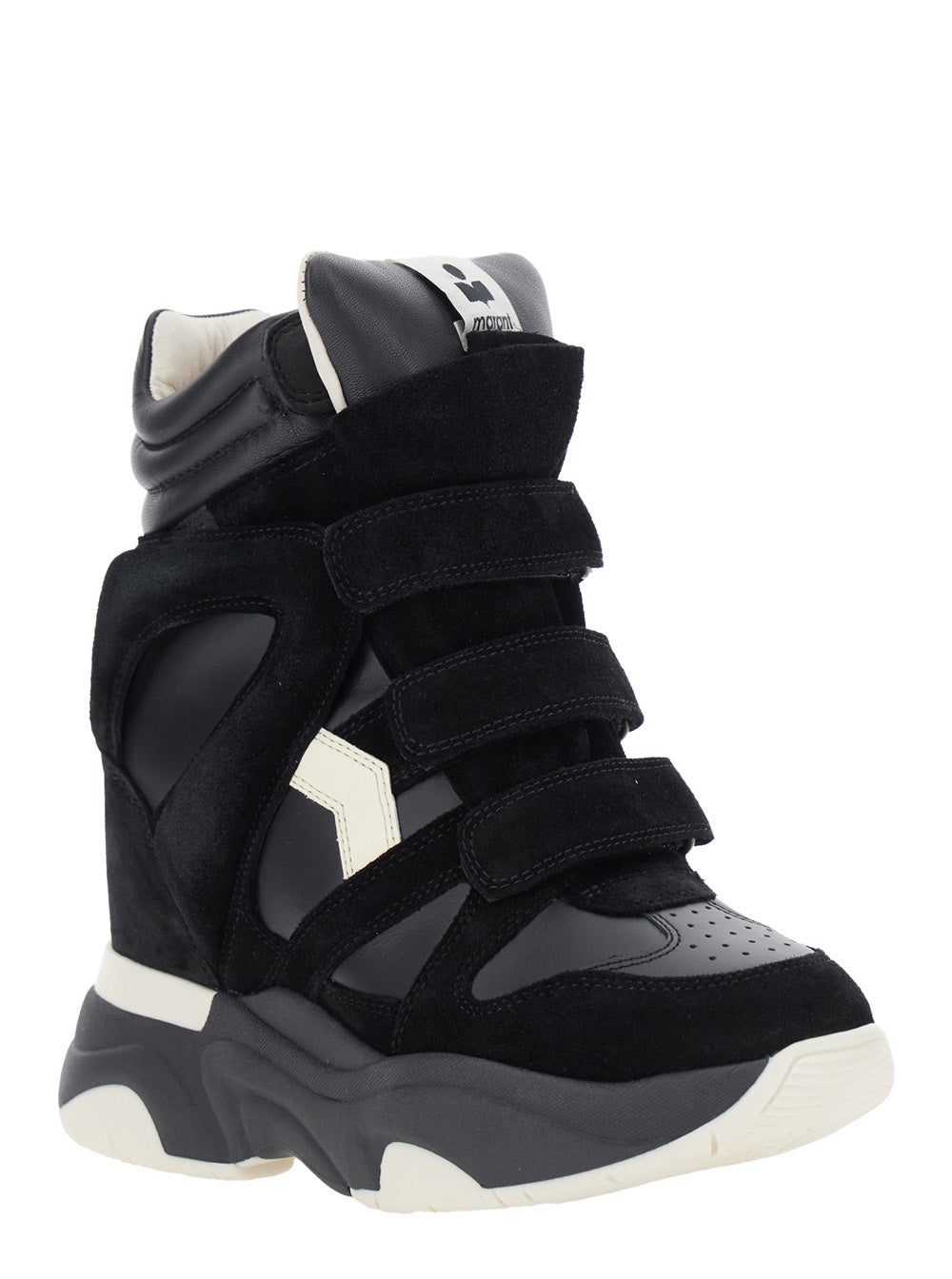 Isabel Marant Women Sneaker 'Balskee' With Logo Patch On The Tongue And High Wedge Heel In Black Leather For Women