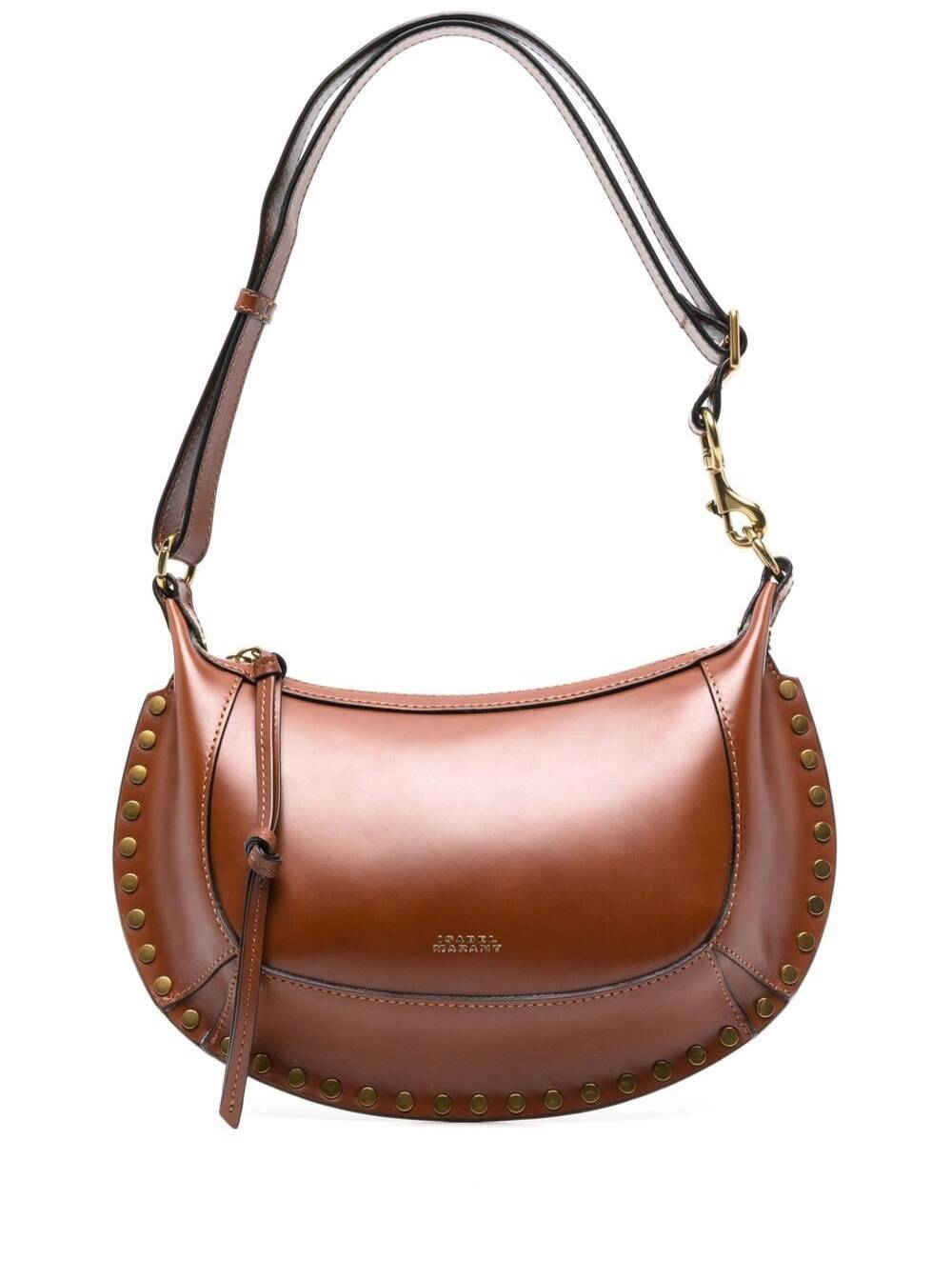 Isabel Marant Women Shoulder Bag 'Oskan Moon' With Studs In Brown Leather For Women