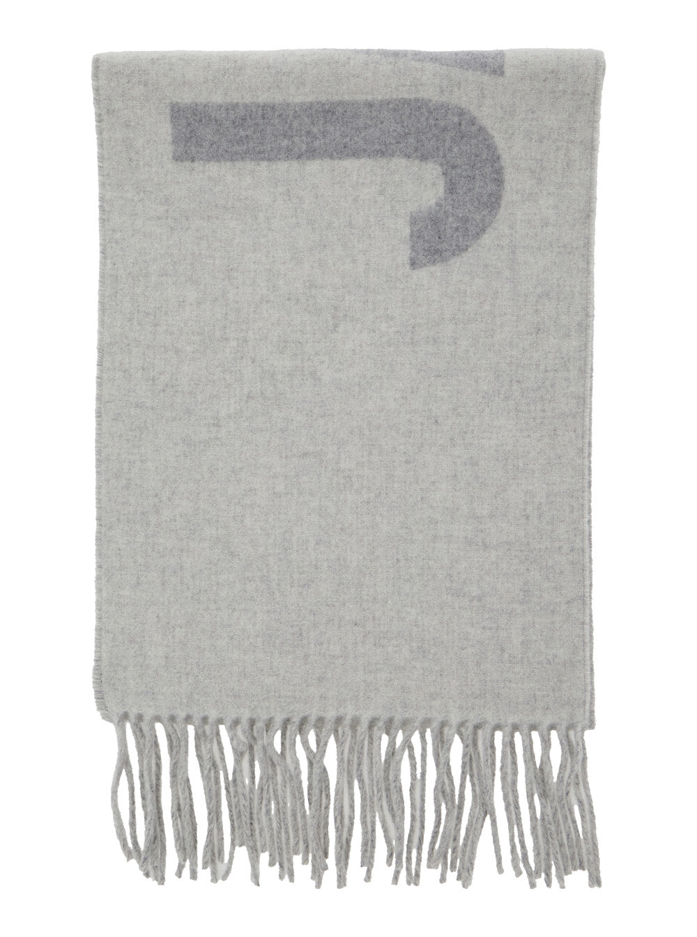 Jacquemus Men Scarf 'L'echarpe Jacquemus' With Maxi Logo Lettering And Fringed Edge In Gray For Men JACQUEMUS