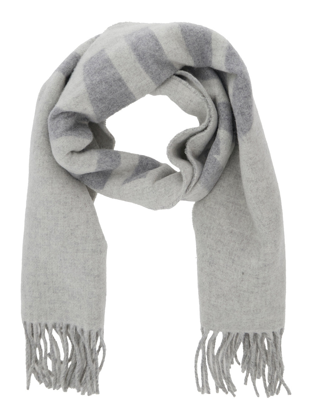 Jacquemus Men Scarf 'L'echarpe Jacquemus' With Maxi Logo Lettering And Fringed Edge In Gray For Men JACQUEMUS