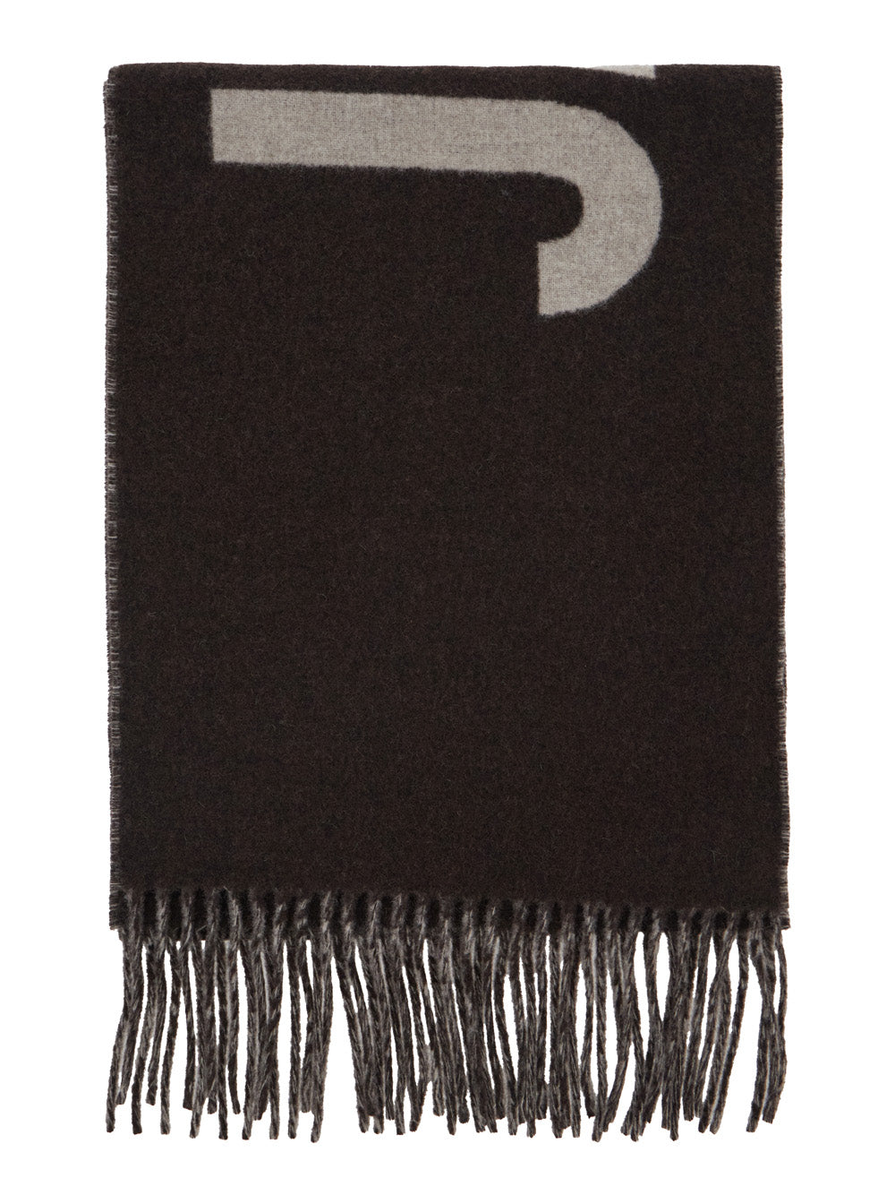 Jacquemus Men Scarf 'L'echarpe Jacquemus' With Maxi Logo Lettering And Fringed Hem In Brown For Men JACQUEMUS