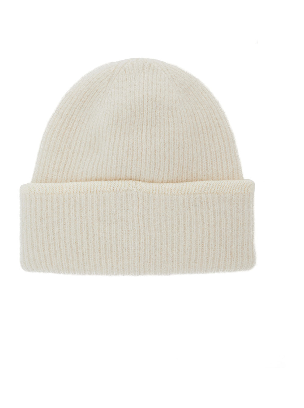 Jacquemus Men Hat 'Le Bonnet Gros Grain' With Logo Patch On The Front And Ribbed Knit In White Men JACQUEMUS