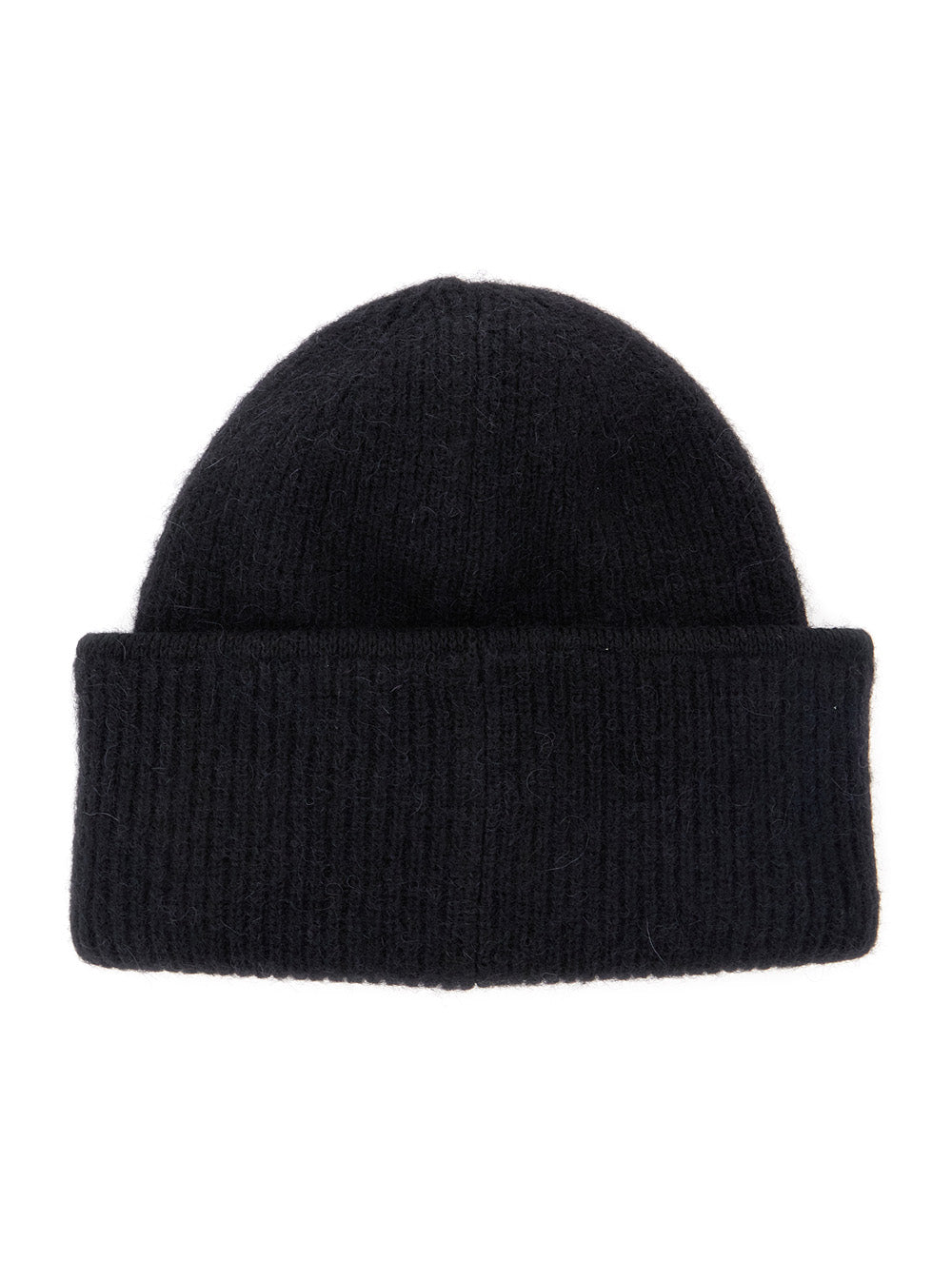Jacquemus Men Hat 'Le Bonnet Gros Grain' With Logo Patch And Ribbed Knit In Black Wool Blend For Men JACQUEMUS