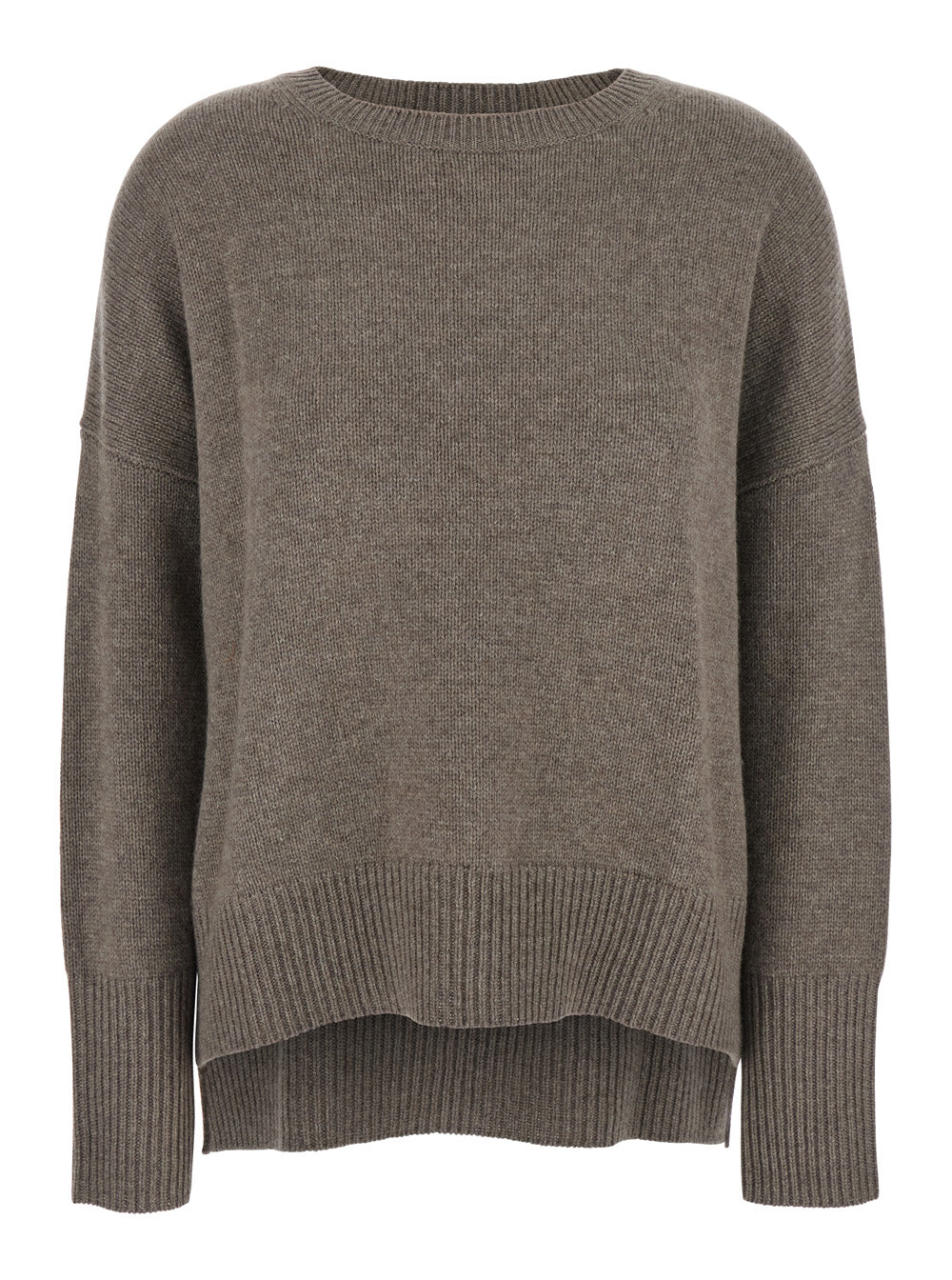 Lisa Yang Women Sweater 'Mila' With Ribbed Finishes In Gray Cashmere Woman LISA YANG