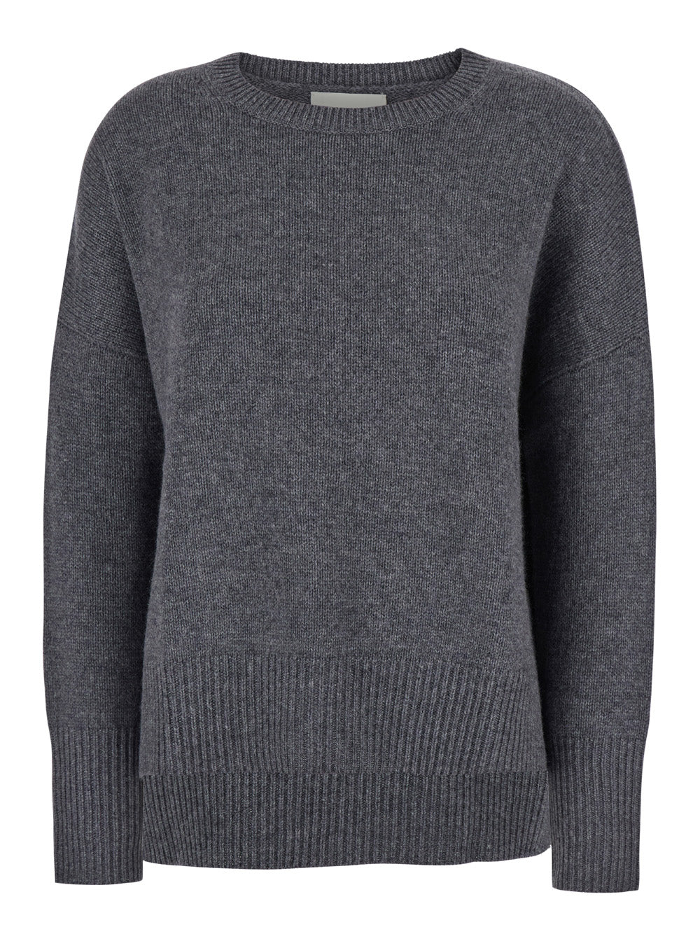 Lisa Yang Women Sweater With U-Neck And Long Sleeves In Gray Cashmere For Women LISA YANG
