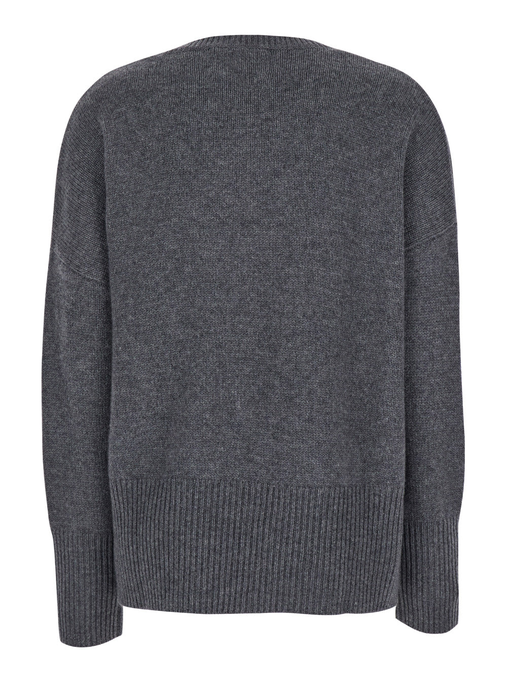 Lisa Yang Women Sweater With U-Neck And Long Sleeves In Gray Cashmere For Women LISA YANG