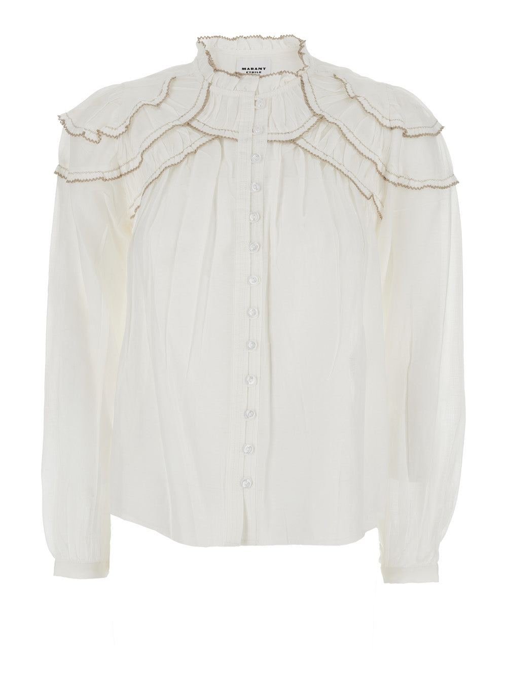 Isabel Marant Etoile Women Blouse 'Christa' With High Collar And Long Sleeves In Cotton Blend White Women