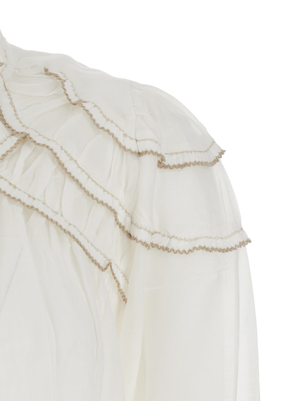 Isabel Marant Etoile Women Blouse 'Christa' With High Collar And Long Sleeves In Cotton Blend White Women