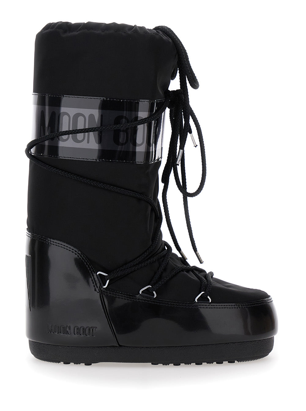 Moon Boot Women Snow Boots 'Icon' With Maxi Logo Print On The Side In Black Tech Fabric For Women MOON BOOT
