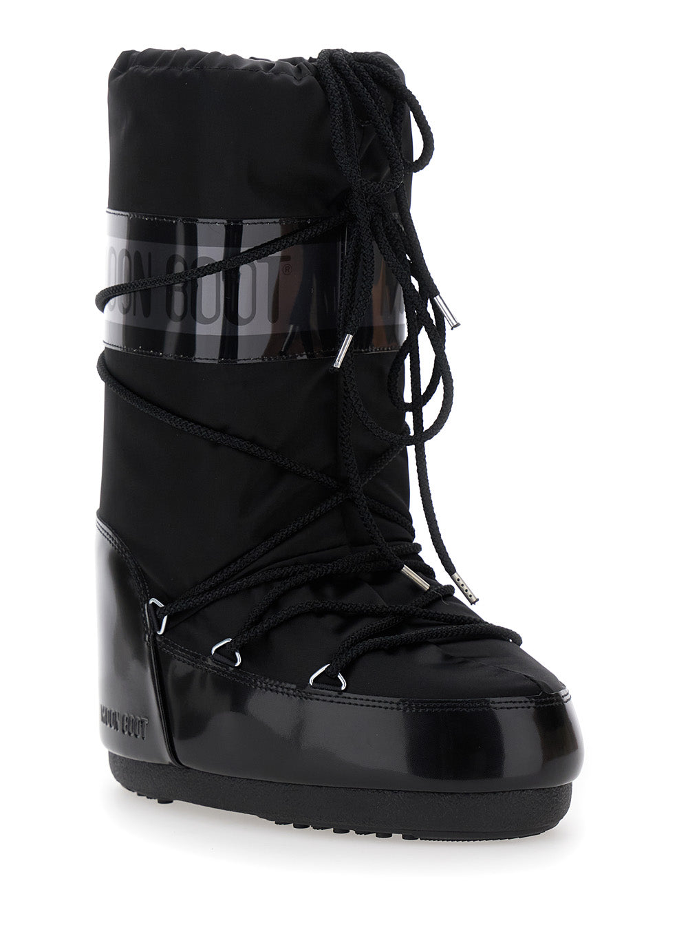 Moon Boot Women Snow Boots 'Icon' With Maxi Logo Print On The Side In Black Tech Fabric For Women MOON BOOT