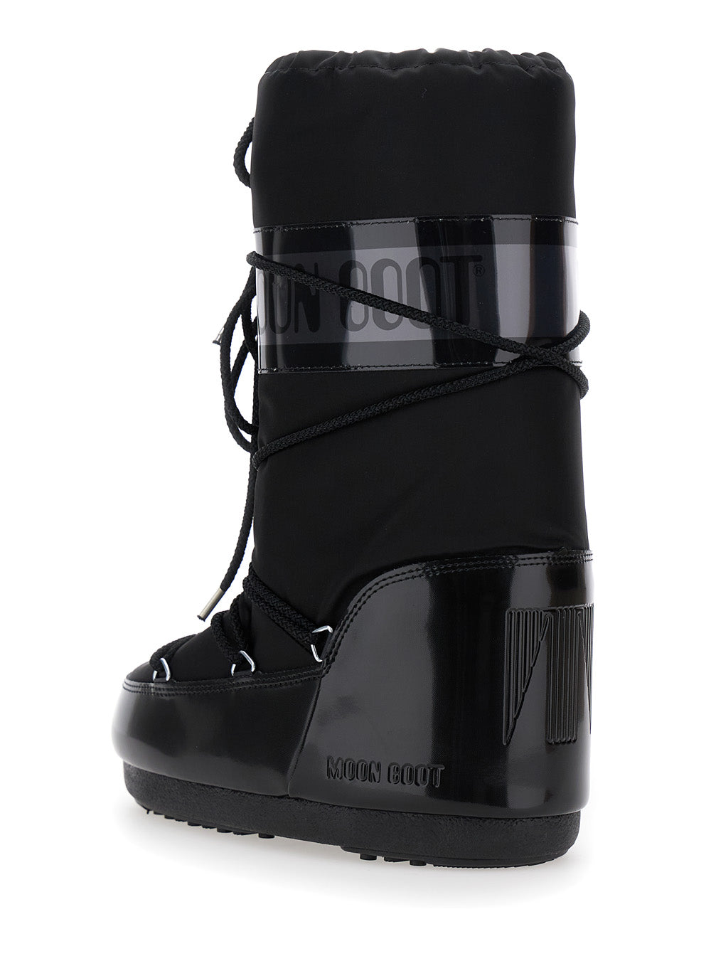 Moon Boot Women Snow Boots 'Icon' With Maxi Logo Print On The Side In Black Tech Fabric For Women MOON BOOT