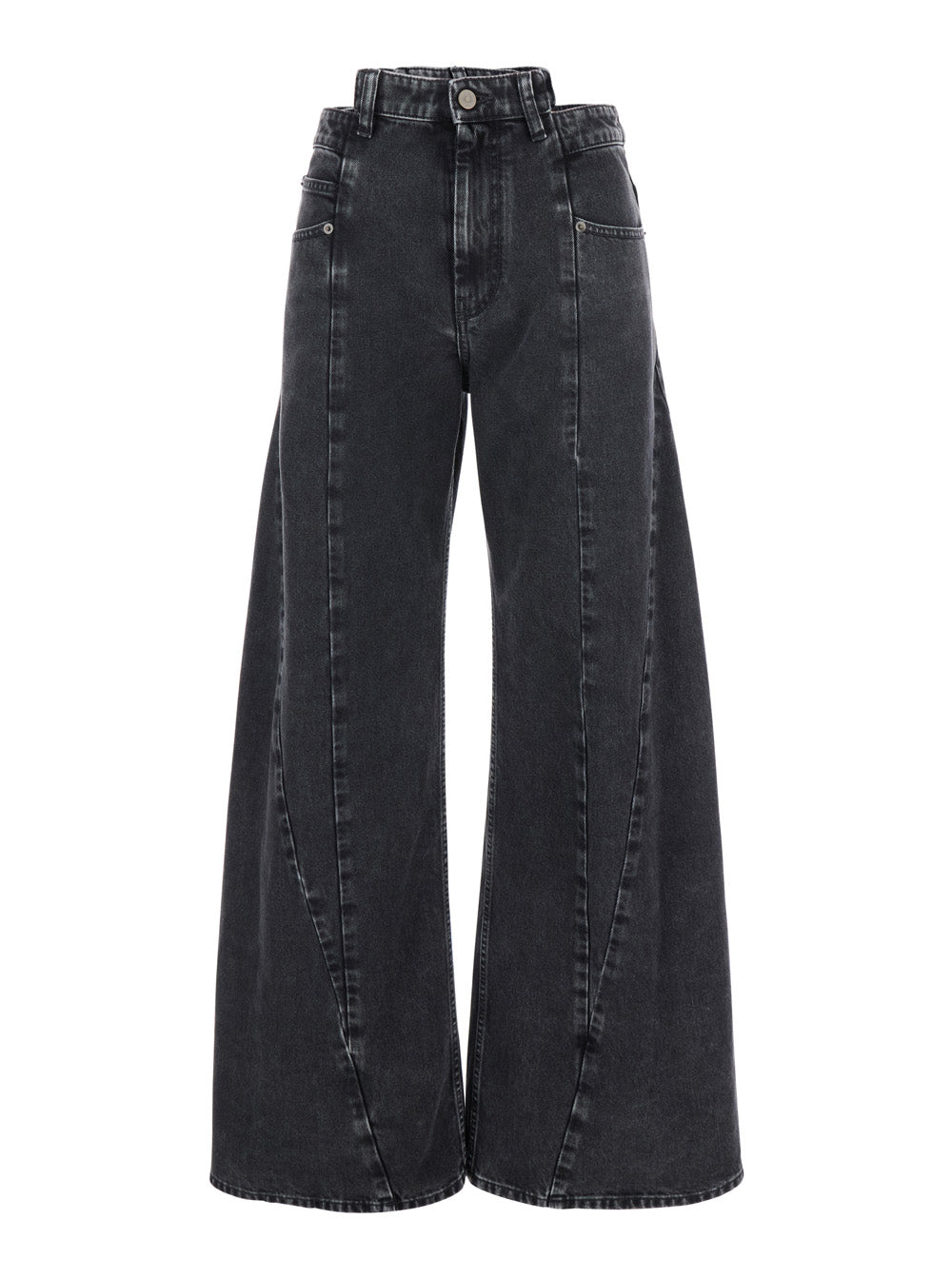 Maison Margiela Women Wide-Leg Jeans With Four Stitching Points Logo In Black Denim For Women MAISON MARGIELA