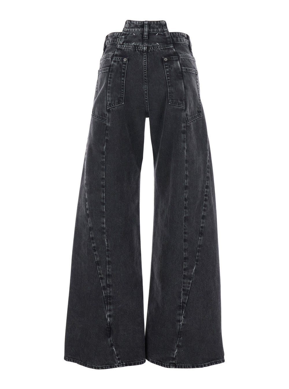 Maison Margiela Women Wide-Leg Jeans With Four Stitching Points Logo In Black Denim For Women MAISON MARGIELA