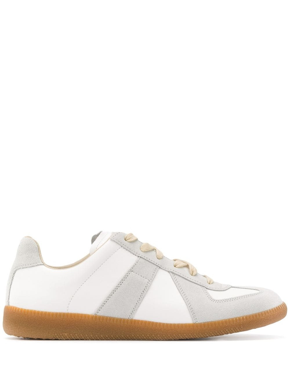 Maison Margiela Women Bicolor Leather Replica Sneakers With White Contrast Design For Women