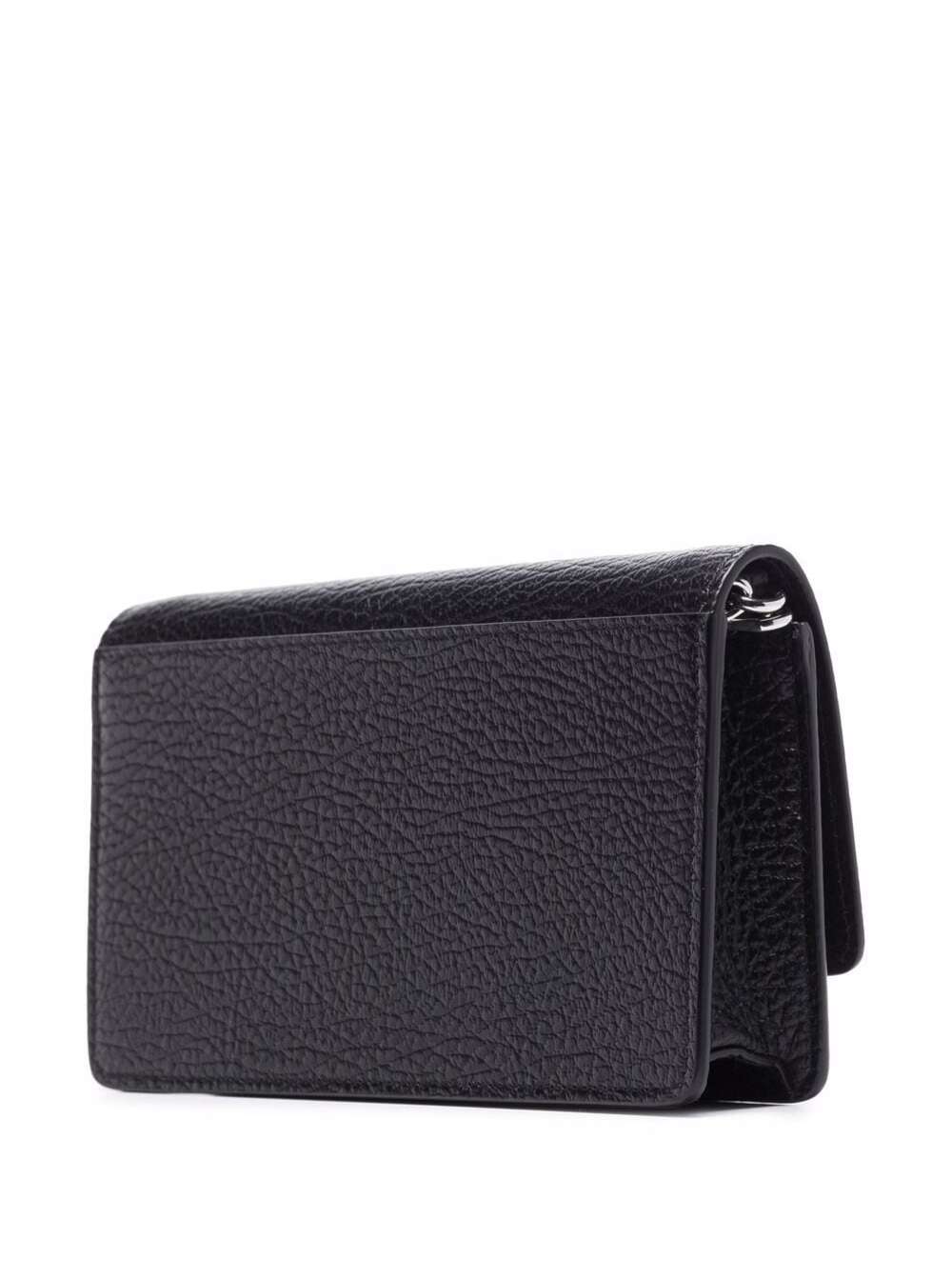 Maison Margiela Women Crossbody Wallet With Magnetic Closure In Grained Black Leather For Women