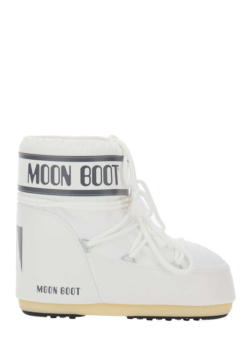 Moon Boot Women Snow Boots With Maxi Logo Print In White Tech Fabric For Women MOON BOOT