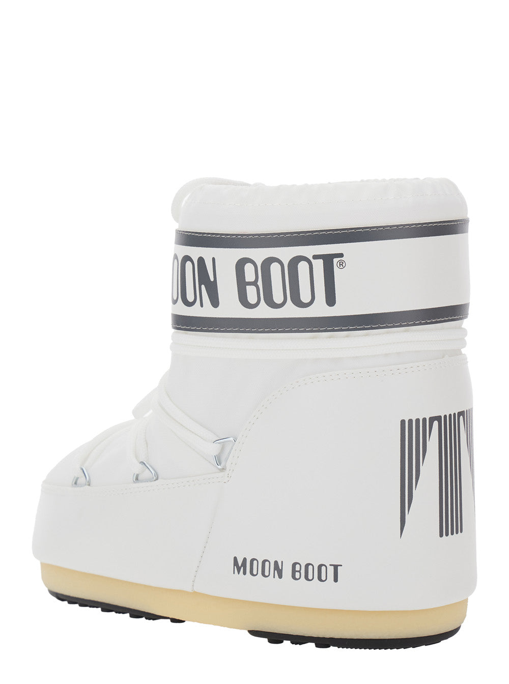 Moon Boot Women Snow Boots With Maxi Logo Print In White Tech Fabric For Women MOON BOOT