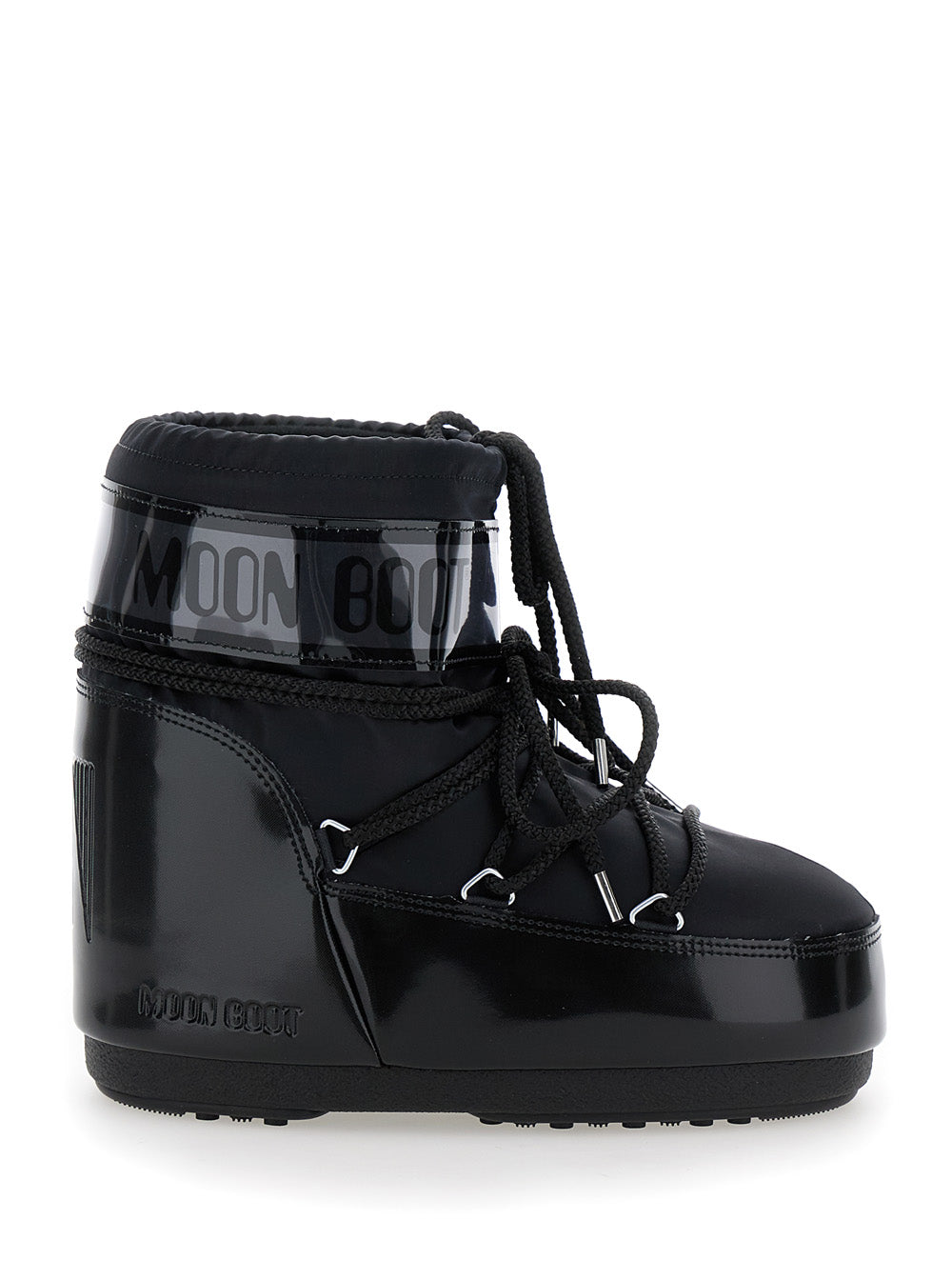 Moon Boot Women Snow Boots With Large Logo Print On The Side And Flat Rubber Sole Black Women MOON BOOT