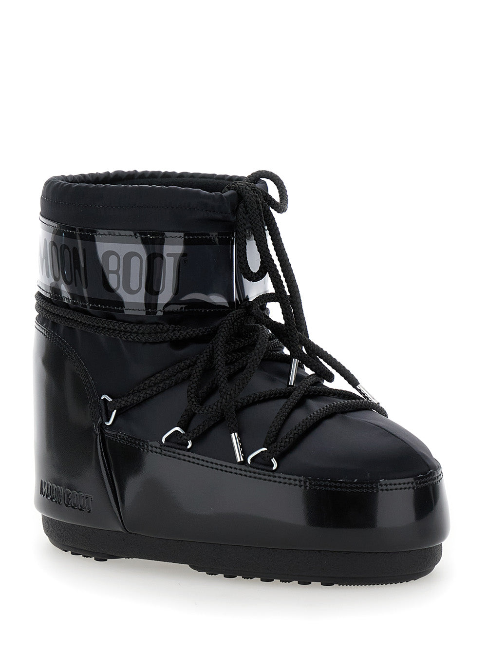 Moon Boot Women Snow Boots With Large Logo Print On The Side And Flat Rubber Sole Black Women MOON BOOT