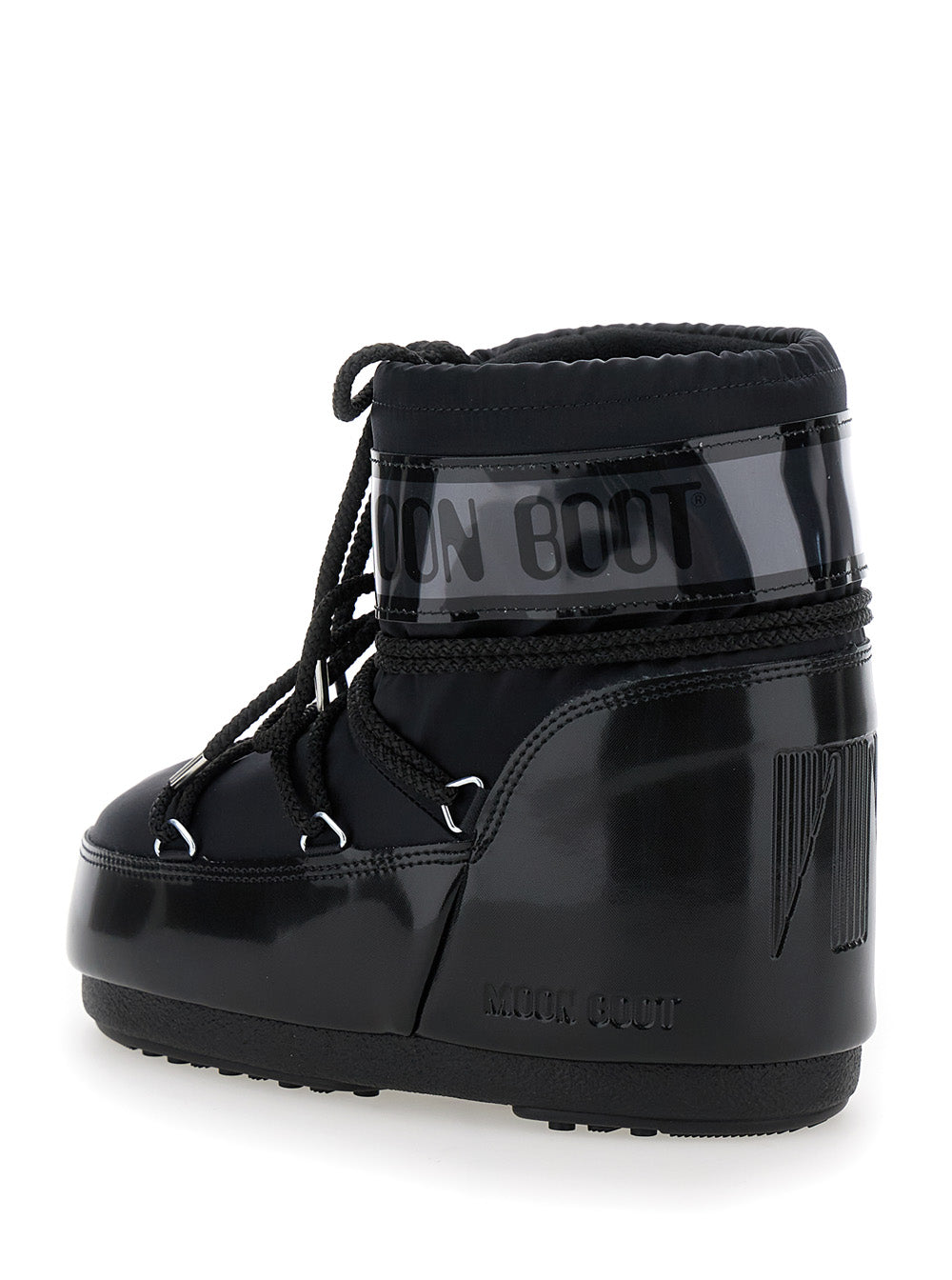 Moon Boot Women Snow Boots With Large Logo Print On The Side And Flat Rubber Sole Black Women MOON BOOT