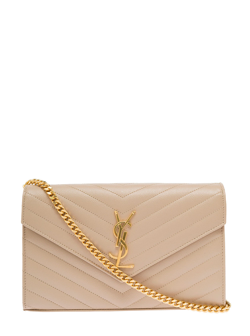 Saint Laurent Women Crossbody Bag 'Cassandre' In Chevron Matelassé Leather Beige Woman SAINT LAURENT
