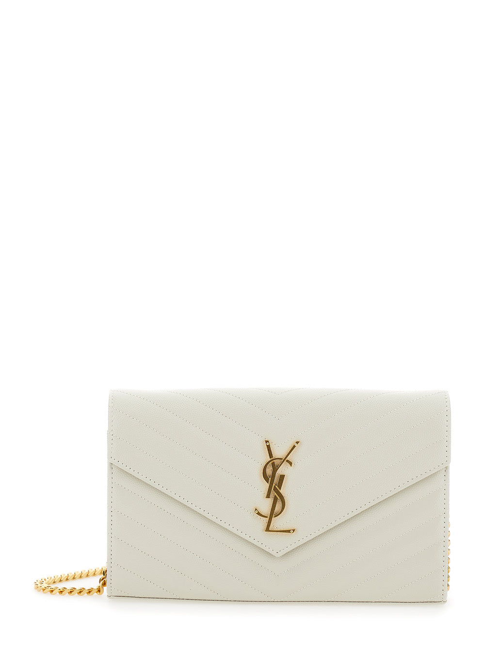 Saint Laurent Women Pouch 'Cassandre' With Chevron Leather Detail White Woman SAINT LAURENT