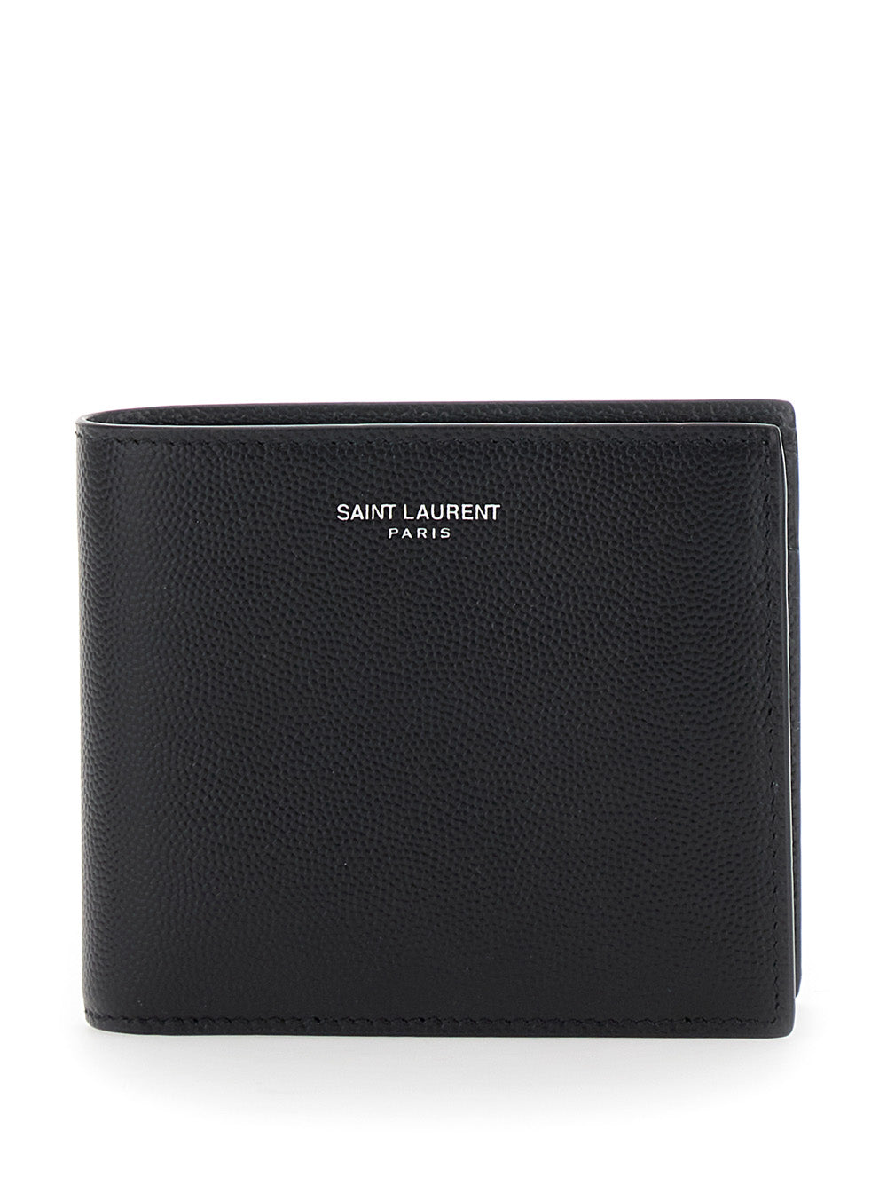Saint Laurent Men Bi-Fold Wallet 'Monogram' With Logo Lettering On The Front In Black Leather For Men SAINT LAURENT