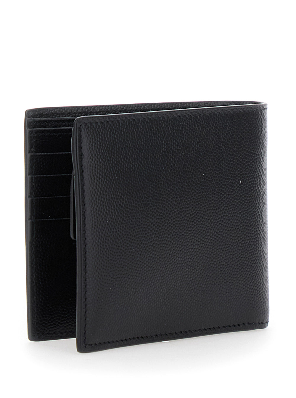 Saint Laurent Men Bi-Fold Wallet 'Monogram' With Logo Lettering On The Front In Black Leather For Men SAINT LAURENT
