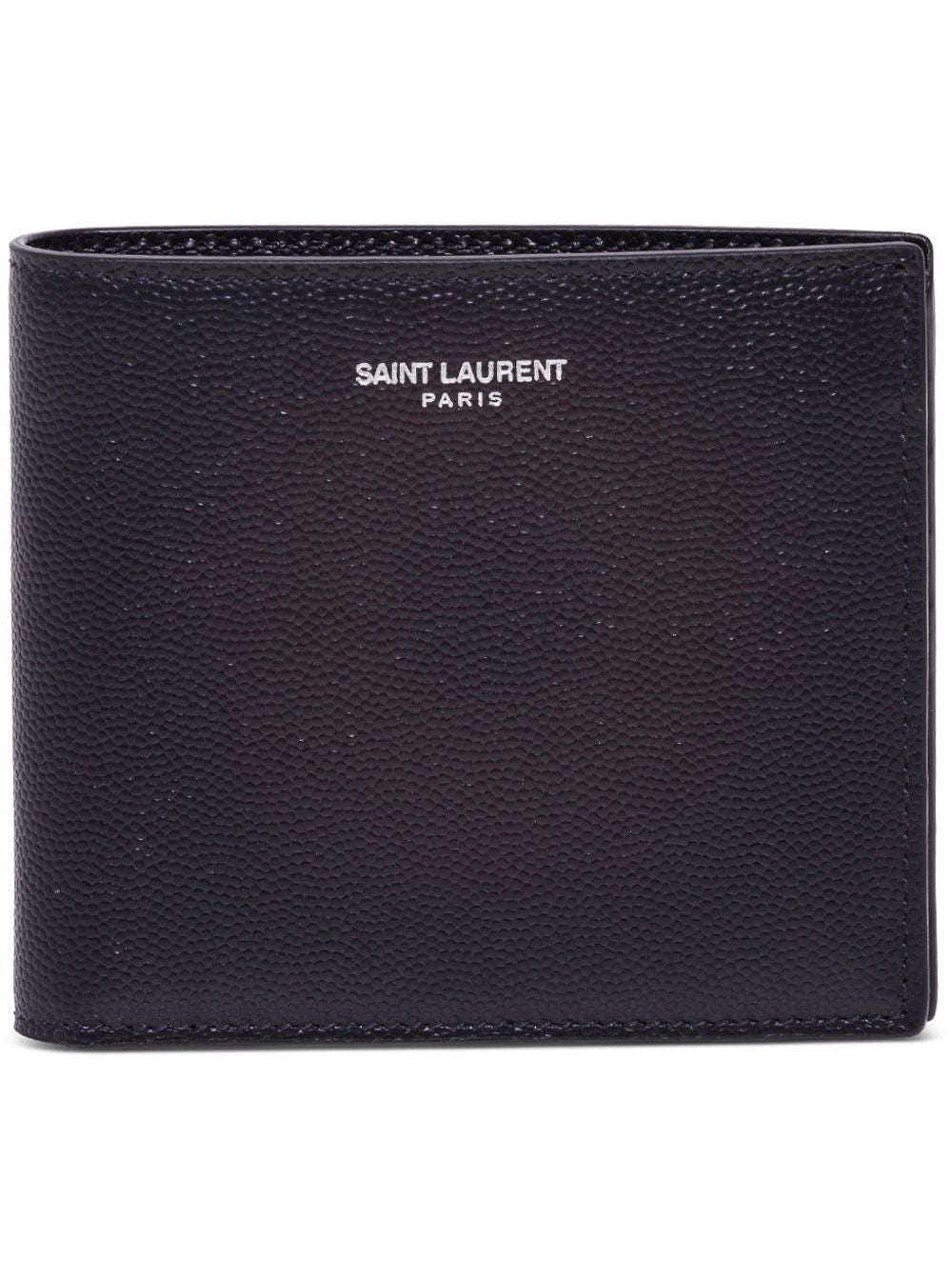 Saint Laurent Men Black Leather Bifold Wallet With Saint Laurent Logo For Men SAINT LAURENT